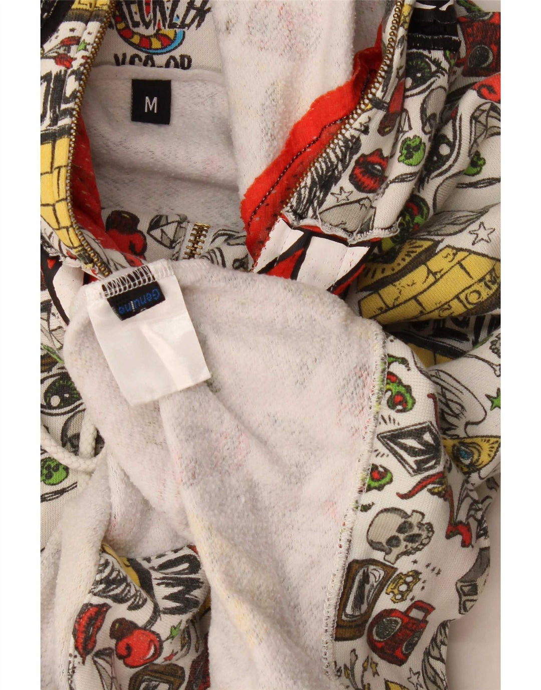 Volcom Mens Graphic Zip Hoodie Sweater Medium White