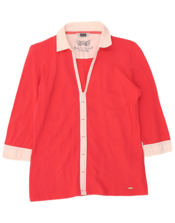 Perte by Krizia Dame 3/4-ærmet bluse Top UK 12 Medium Red Colourblock