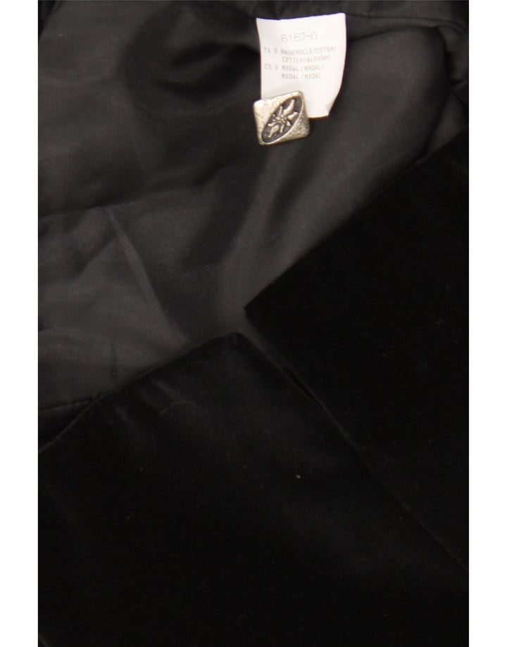 Vintage Womens Velvet 6 Button Blazer Jacket UK 14 Medium Black Cotton