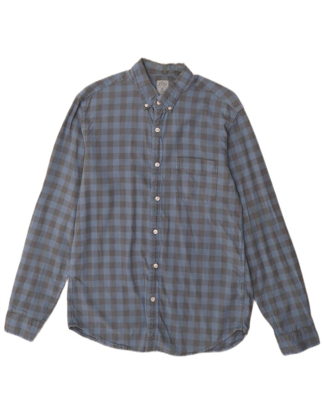 J. CREW Mens Slim Shirt Medium Blue Gingham Cotton
