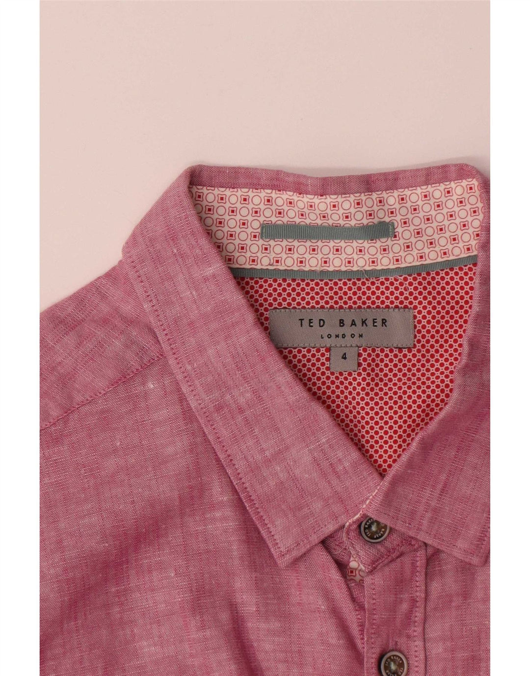 Ted Baker Mens Shirt Size 4 Large Pink Linen