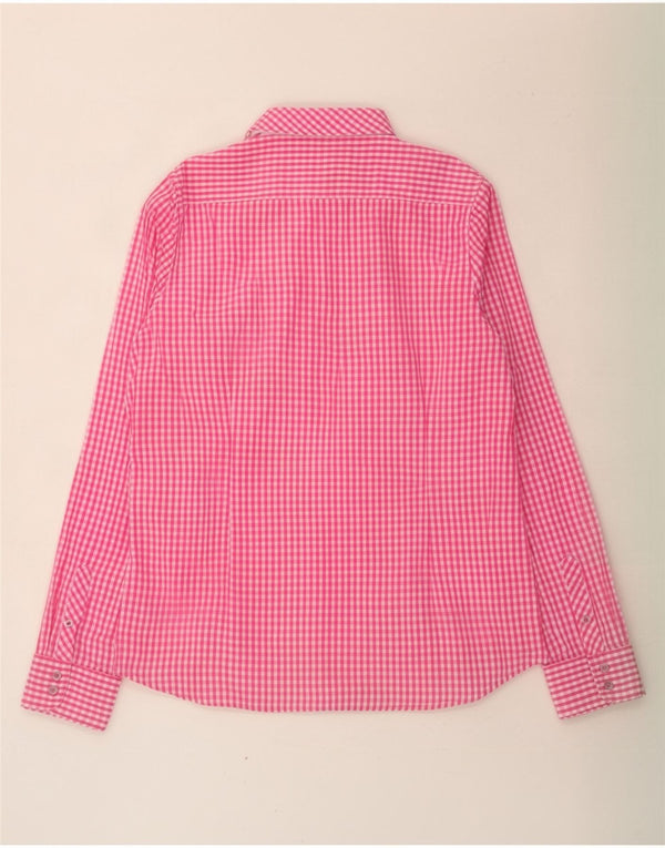 Camisa feminina Crew Clothing UK 14 algodão guingão rosa médio