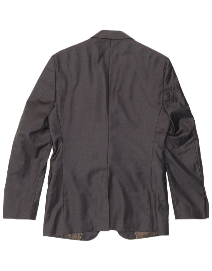Blazer pentru bărbați Zara, cu 2 nasturi, cu tăiere clasică, EU 46, lână mică, gri