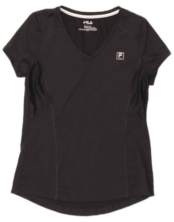 Fila Womens T-Shirt Top UK 6 XS Black Polyester