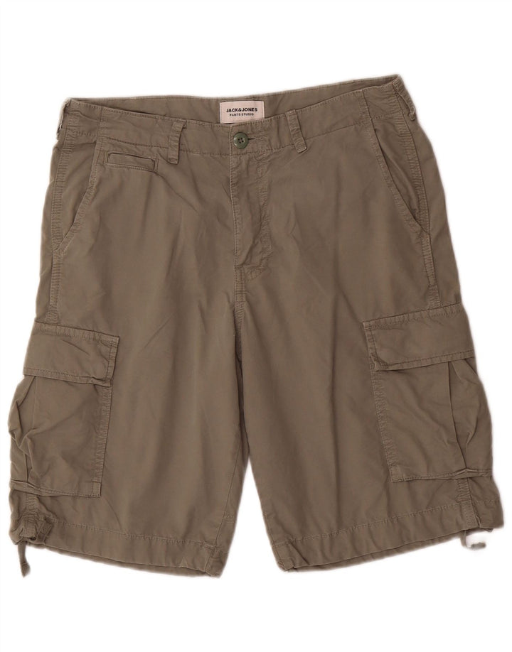 Jack & Jones Mens Cargo Shorts Small W29  Khaki Cotton