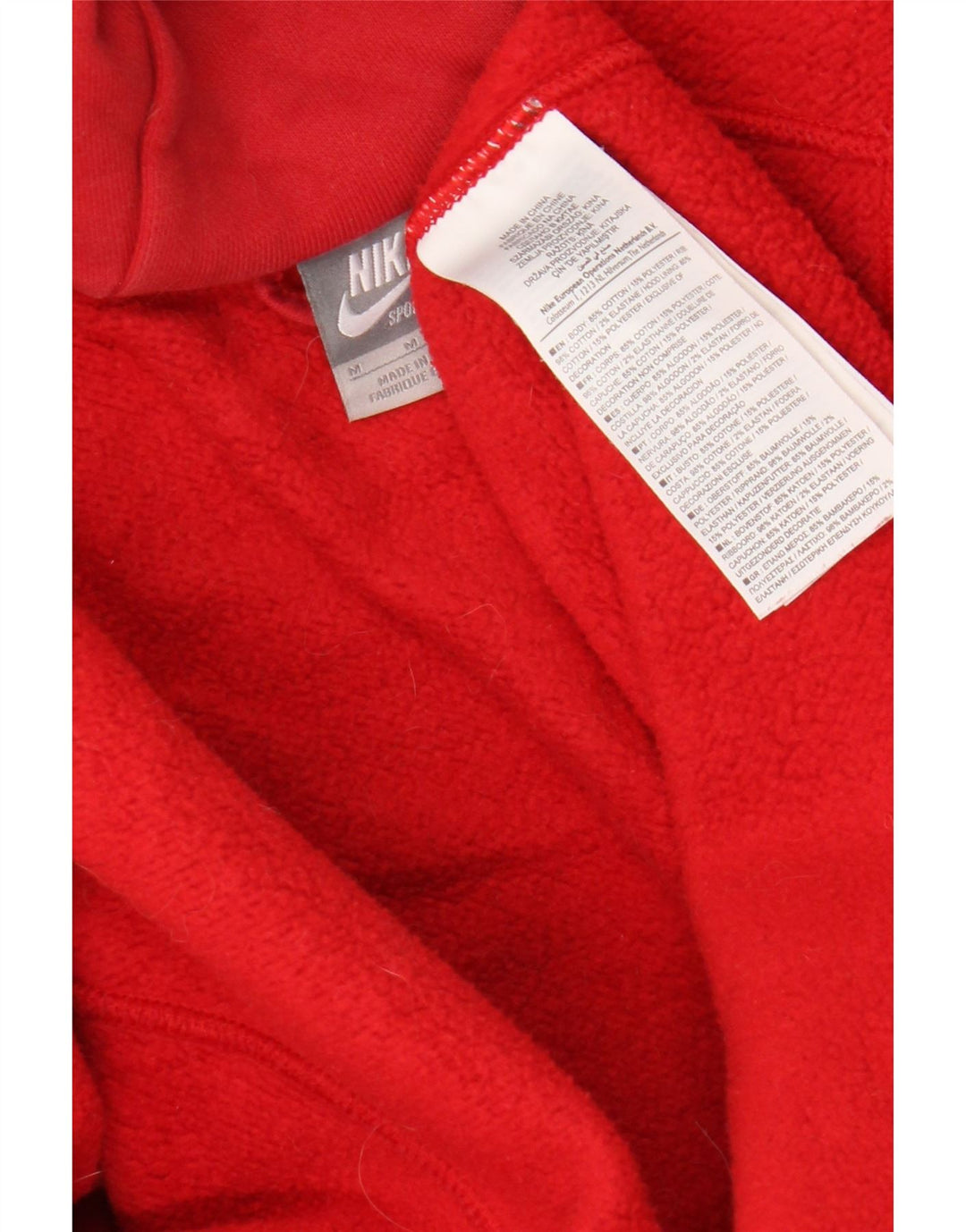 Nike Mens Zip Hoodie Sweater Medium Red Cotton