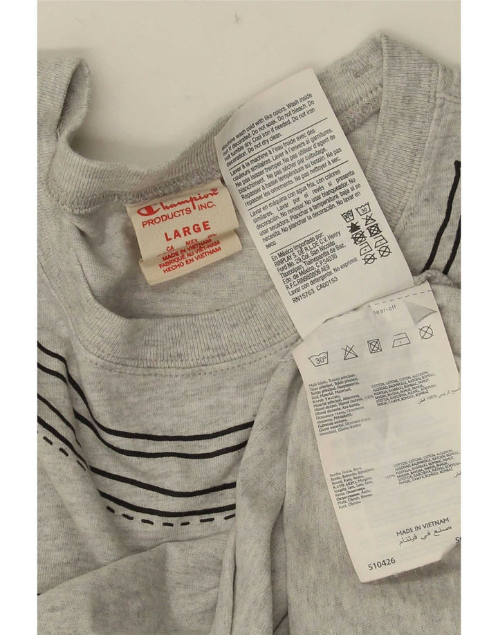 Champion Mens Graphic T-Shirt Top Large Grey Cotton