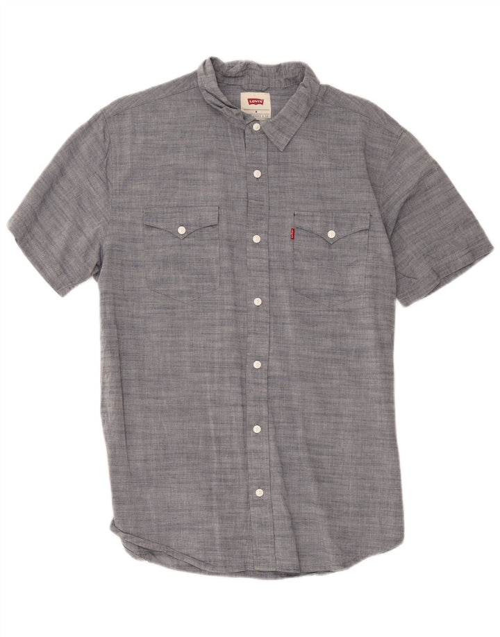 Levi's Chemise à Manches Courtes Homme Gris Moyen Moucheté Coton