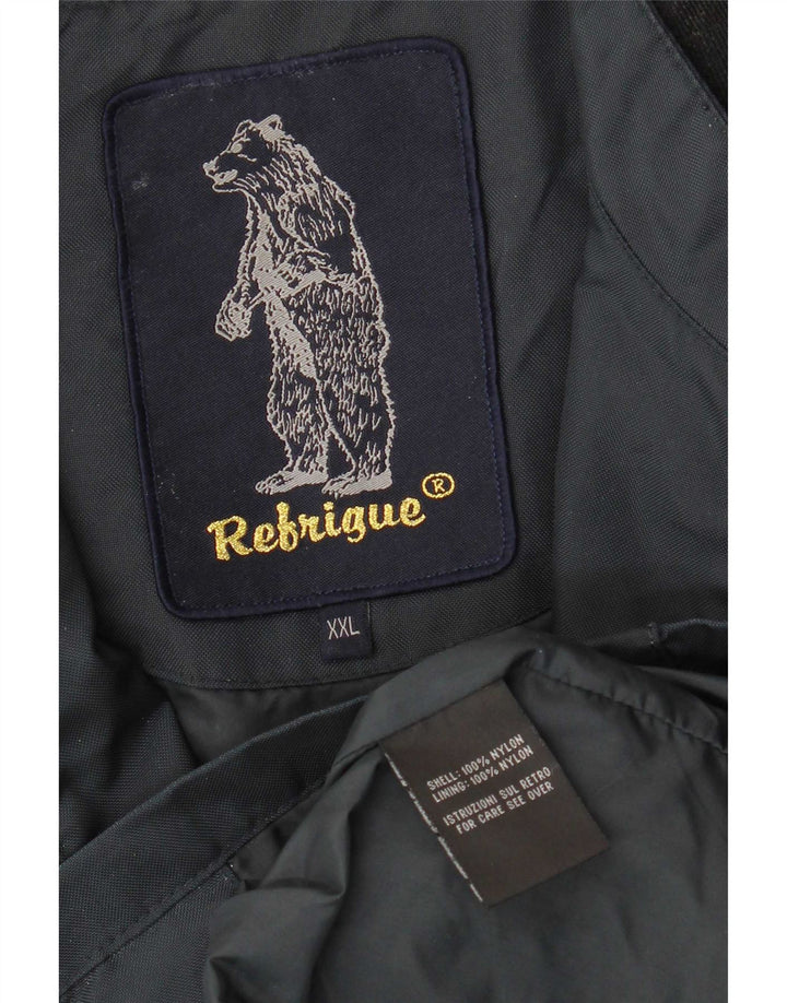 Refrigue Mens Bomber Jacket UK 44 2XL Navy Blue Colourblock Nylon