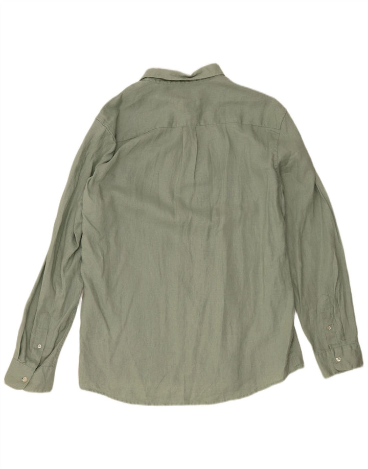 French Connection Mens Classic Fit Shirt Large Green Linen