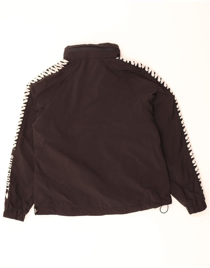 SUPERDRY Womens Graphic Anorak Jacket UK 12 Medium Black Polyester