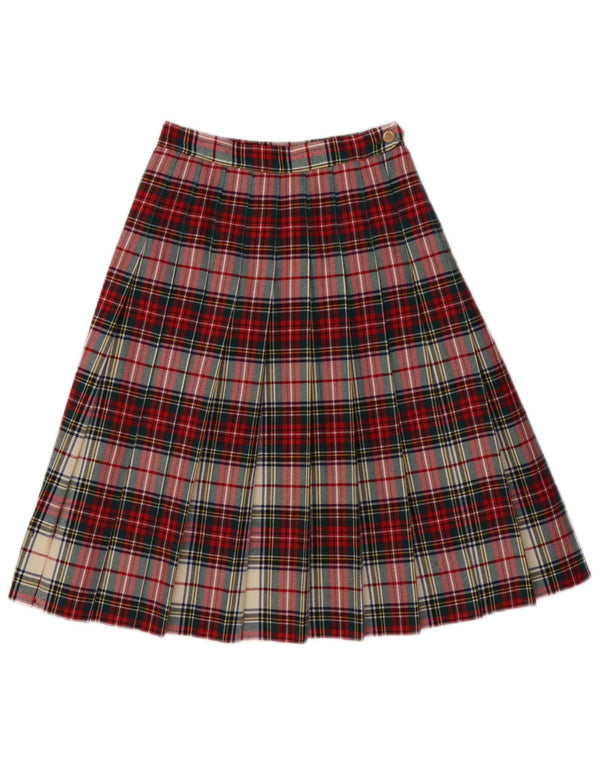 Jupe trapèze plissée taille haute pour femme, Vintage, W22 2XS, carreaux rouges