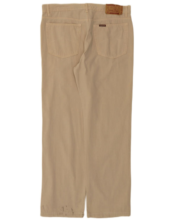 Carrera Mens Straight Casual Trousers IT 52 XL W34 L30 Beige Cotton