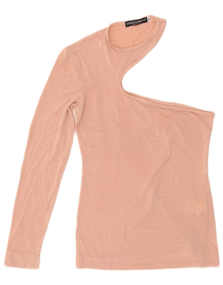 Dolce & Gabbana Womens One Shoulder Top IT 42 Medium Pink Viscose