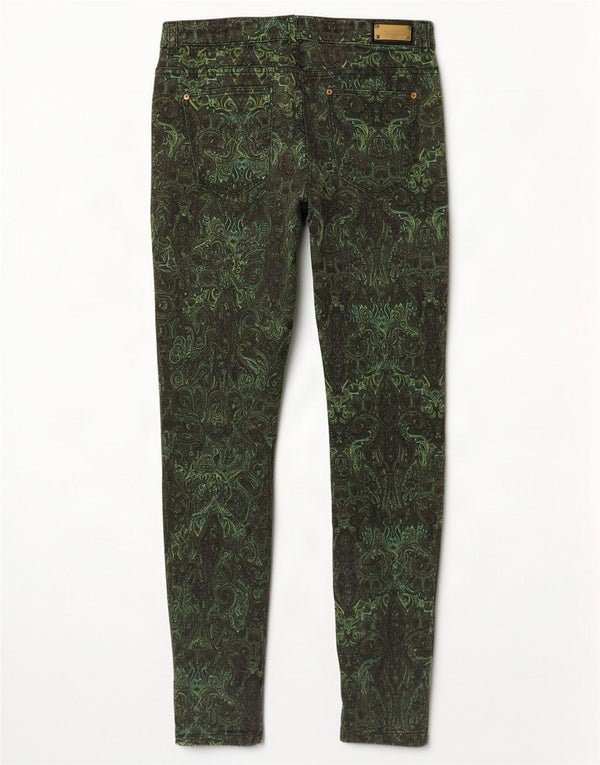Zara Damen Skinny Freizeithose EU 36 XS W26 L28 Grünes Paisley