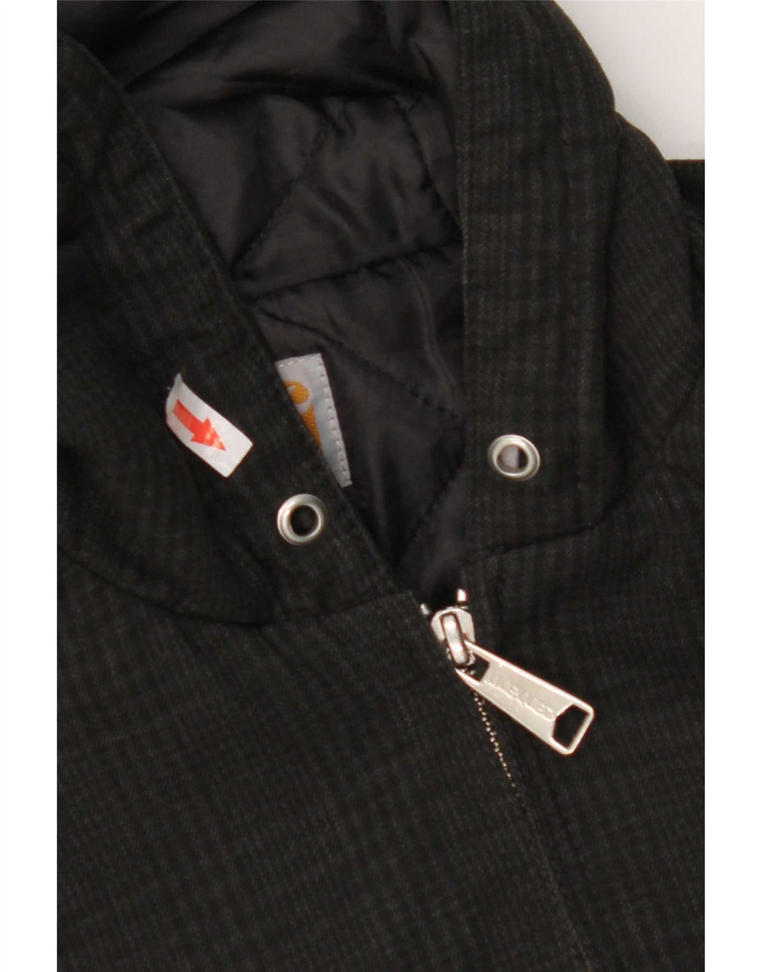 Carhartt Womens Hooded Bomber Jacket UK 6 XS Black Check Polyester