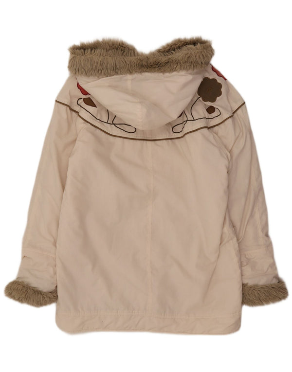 Vintage női kapucnis Parka dzseki UK 16 nagy törtfehér virágos