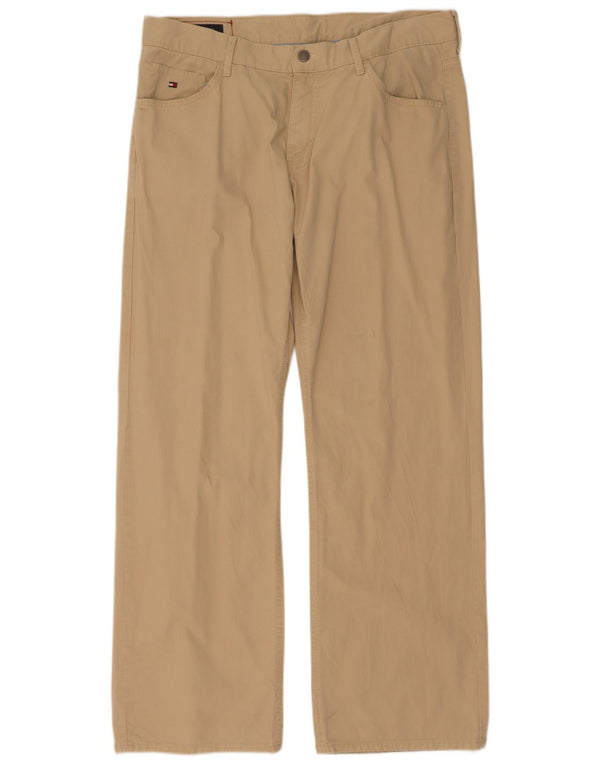 Tommy Hilfiger Mens Straight Casual Trousers W36 L32 Beige Cotton