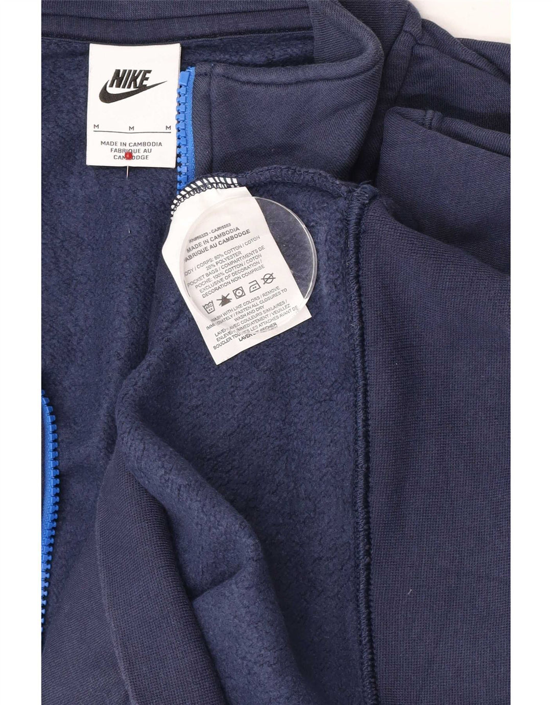 Nike Mens Zip Neck Sweatshirt Jumper Medium Navy Blue Cotton