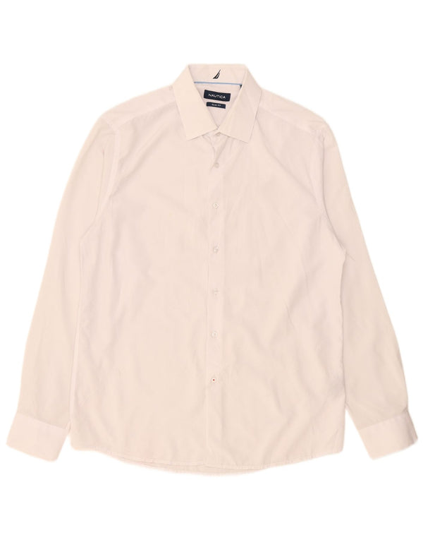 Nautica Herre Slim Fit Skjorte Størrelse 16 1/2 Large White Polyester