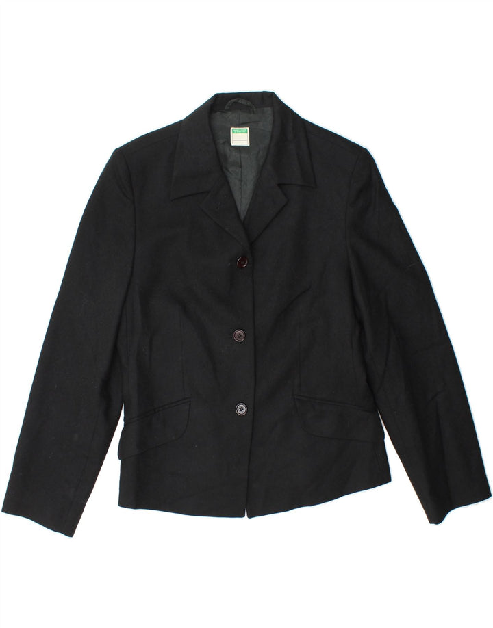 BENETTON Womens 3 Button Blazer Jacket IT 42 Medium Black New Wool Vintage Benetton and Second-Hand Benetton from Messina Hembry 