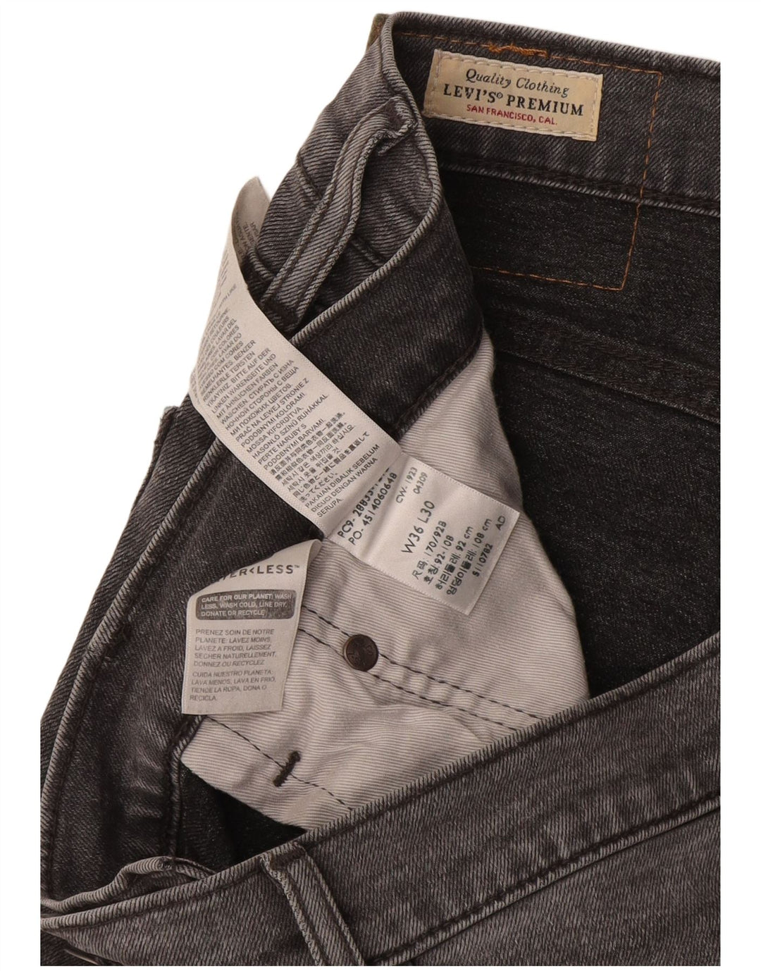 Levi's Mens Slim Tapered Jeans W36 L30 Grey Cotton