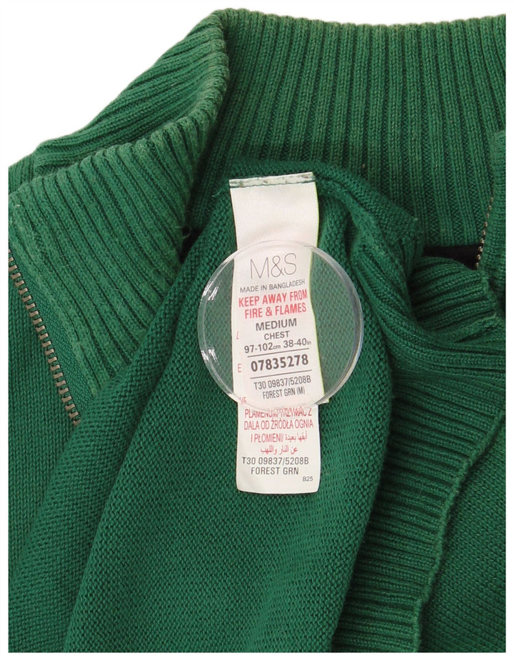 MARKS & SPENCER Pull Col Zippé Homme Vert Moyen Coton