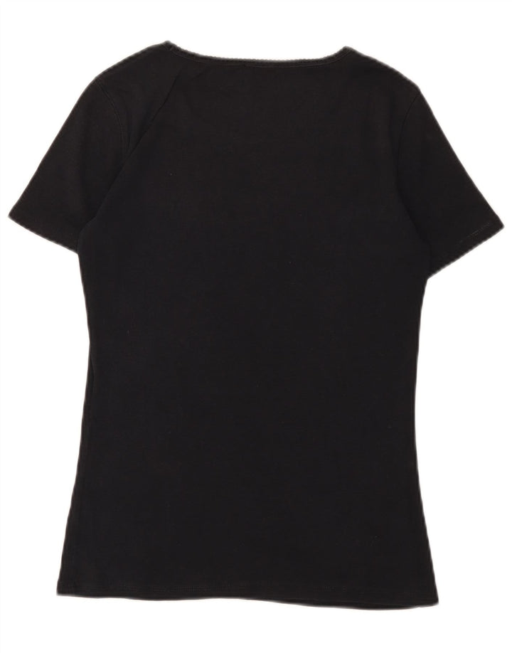 MAX & CO. Womens Graphic T-Shirt Top UK 12 Medium Black Cotton