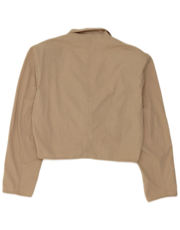 Stefanel Veste blazer courte à 2 boutons pour femme UK 16 Large Beige Polyester