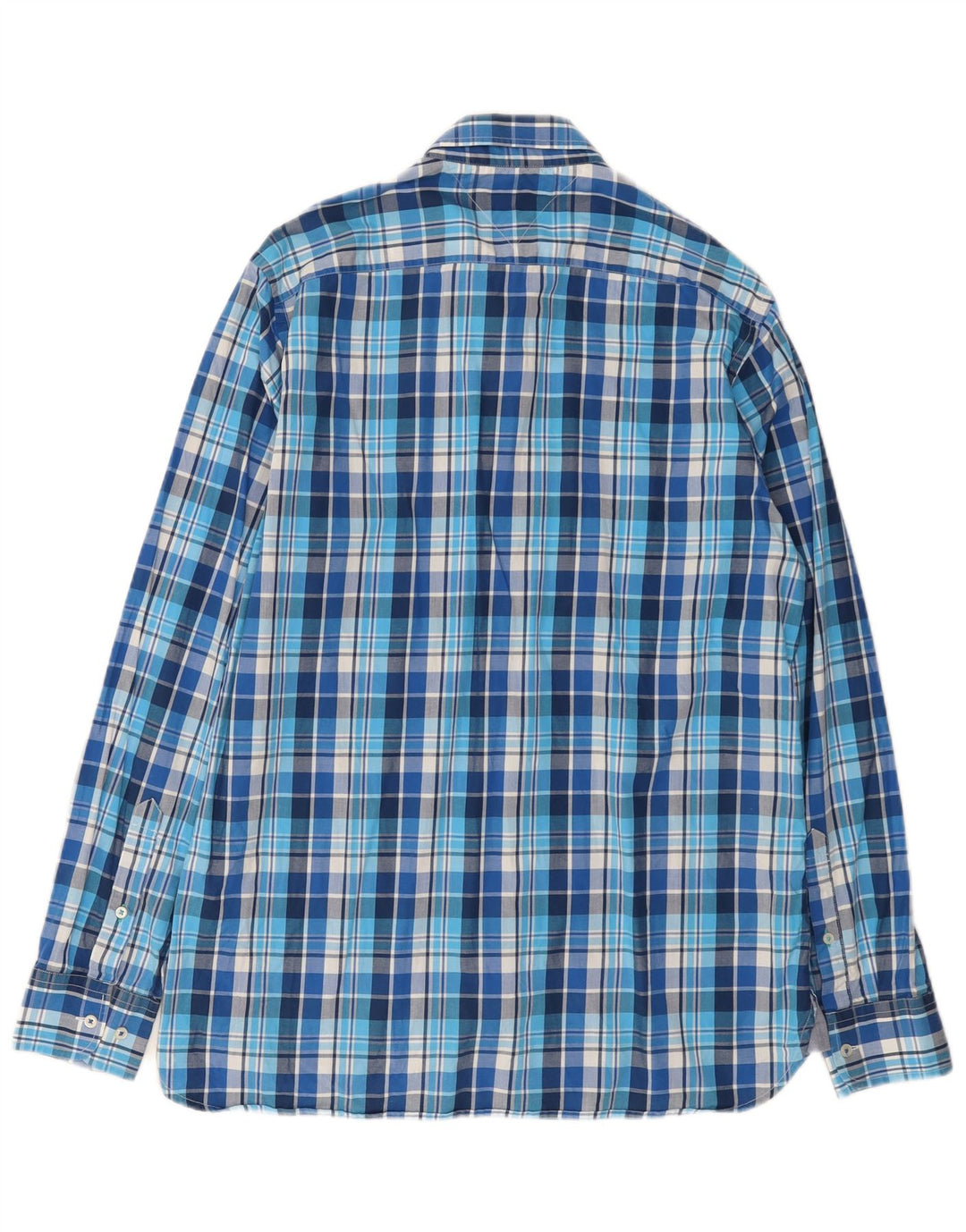 Tommy Hilfiger Mens Custom Fit Shirt Medium Blue Check Cotton