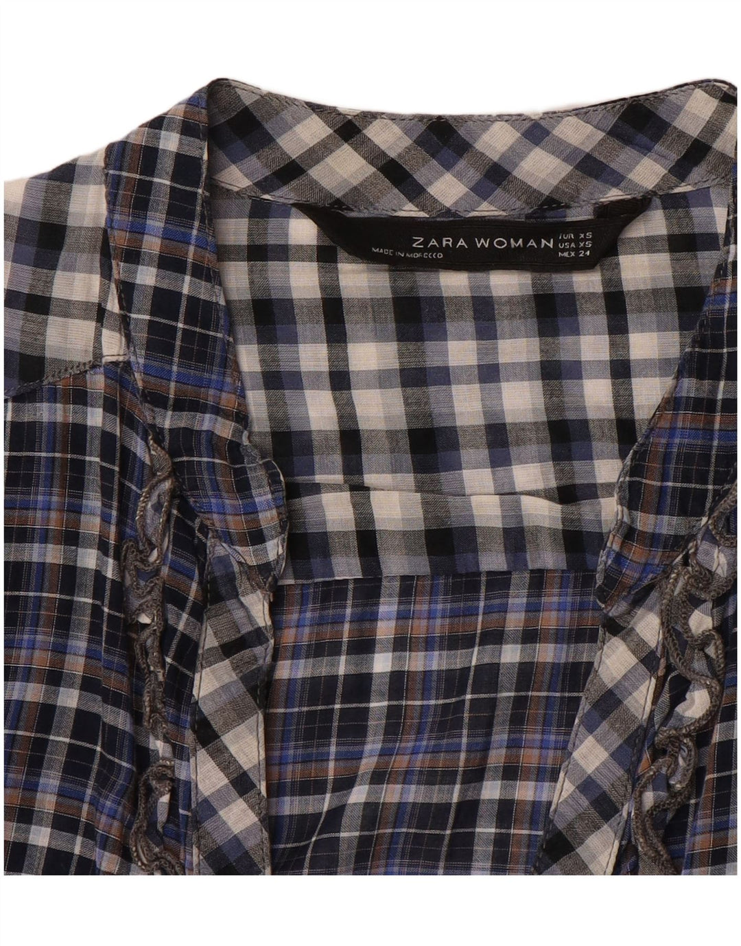 ZARA Womens Oversized Shirt Blouse UK 6 XS Multicoloured Check