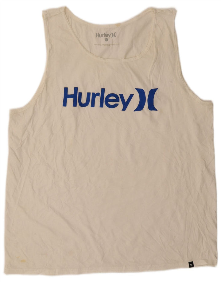 HURLEY Mens Graphic Vest Top XL White Cotton