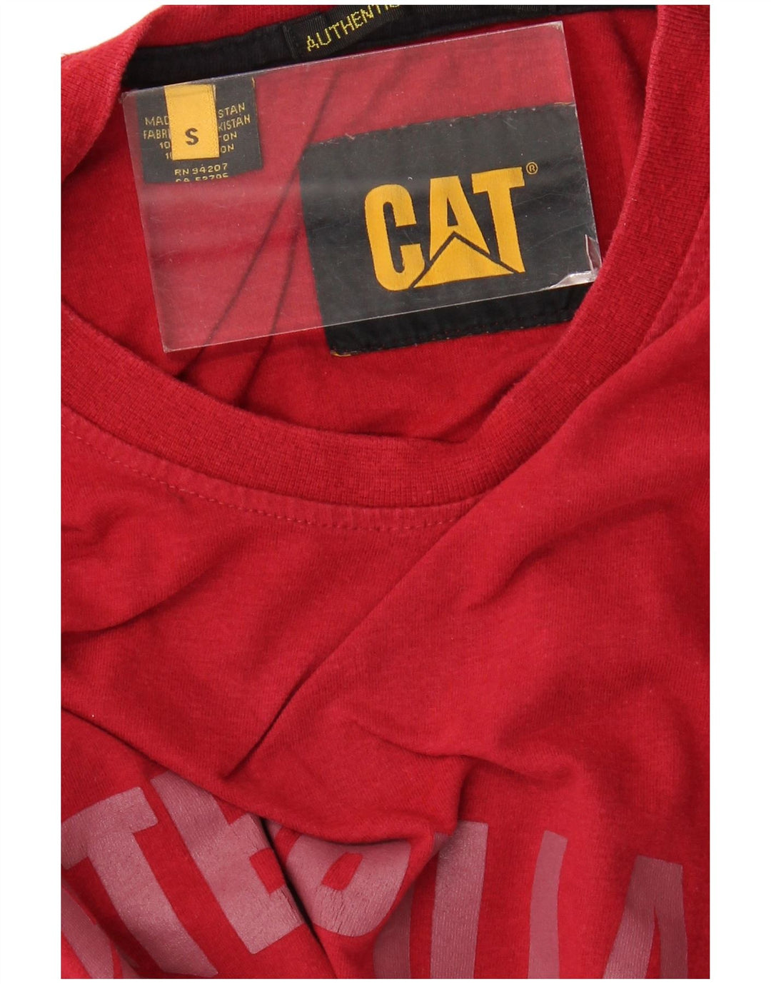 CAT Mens Graphic T-Shirt Top Small Red Cotton