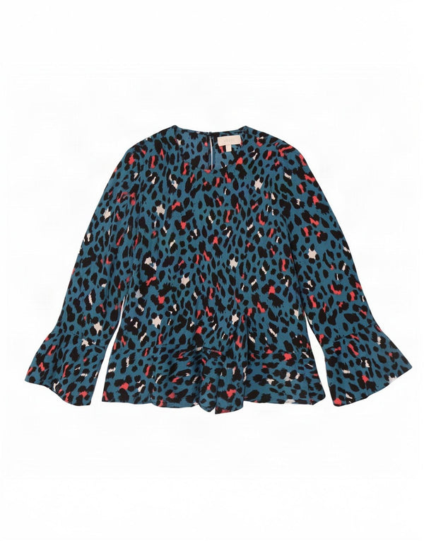 Coast Dame Langærmet Bluse Top UK 14 Large Blue Flecked Polyester