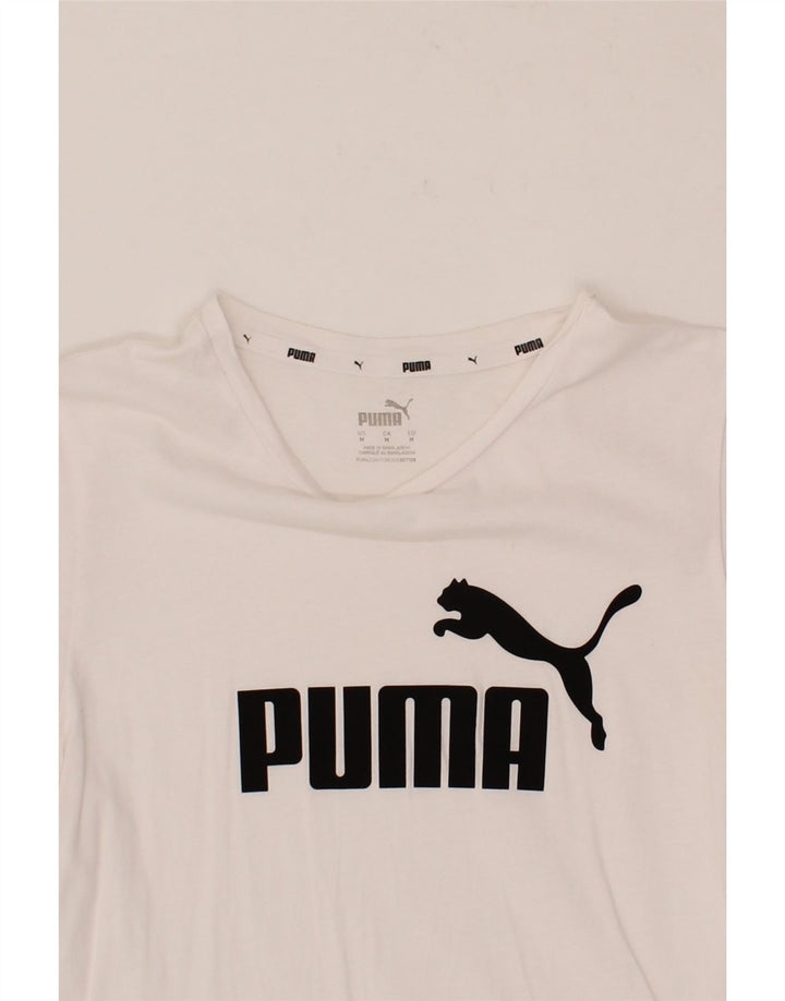 PUMA Womens Graphic T-Shirt Top UK 12 Medium White Vintage Puma and Second-Hand Puma from Messina Hembry 