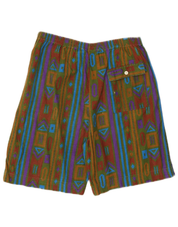 Pantaloncini da bagno vintage da uomo grandi W34 in cotone geometrico multicolore da spiaggia