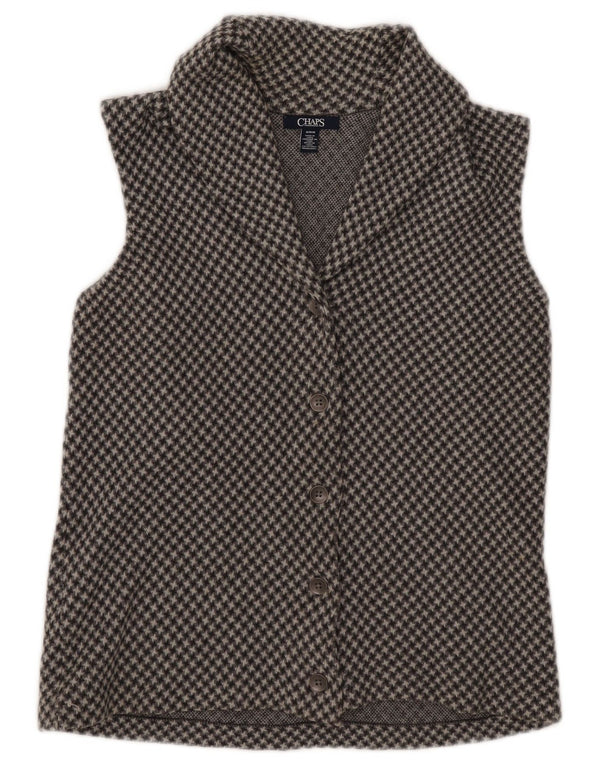 Chaps Dame ærmeløs cardigan Top UK 14 Medium Grey Houndstooth Bomuld