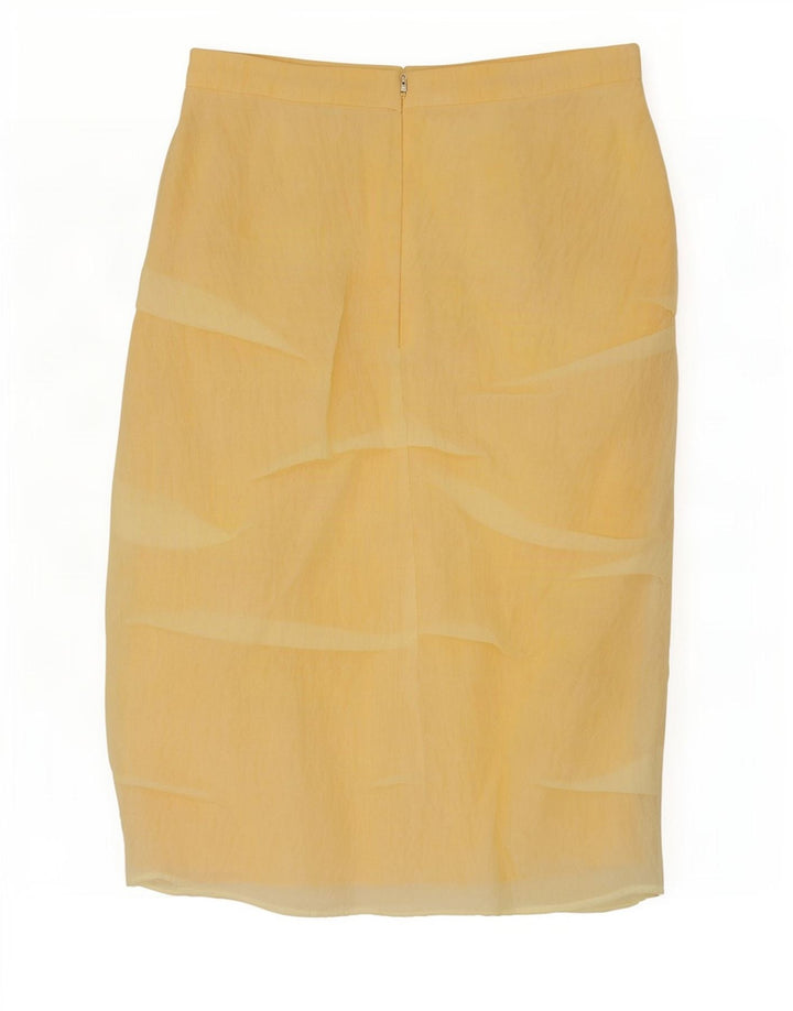 Zara Mujer Falda Midi Small W30 Poliamida Amarilla