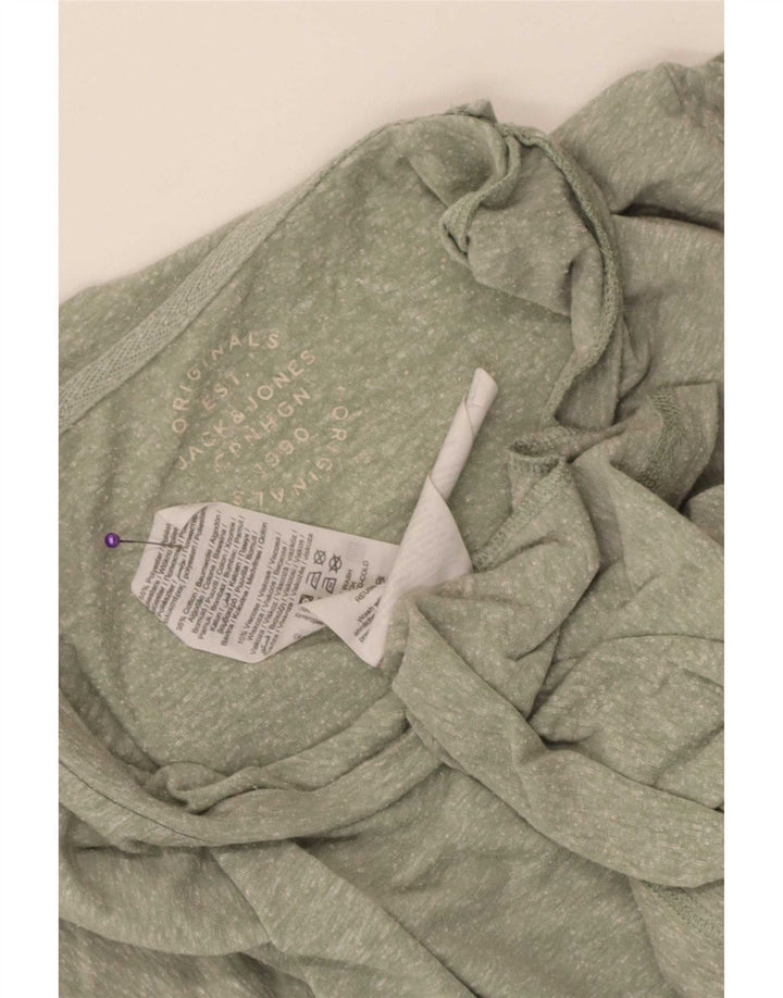 Jack & Jones Mens T-Shirt Top Large Green Flecked Polyester