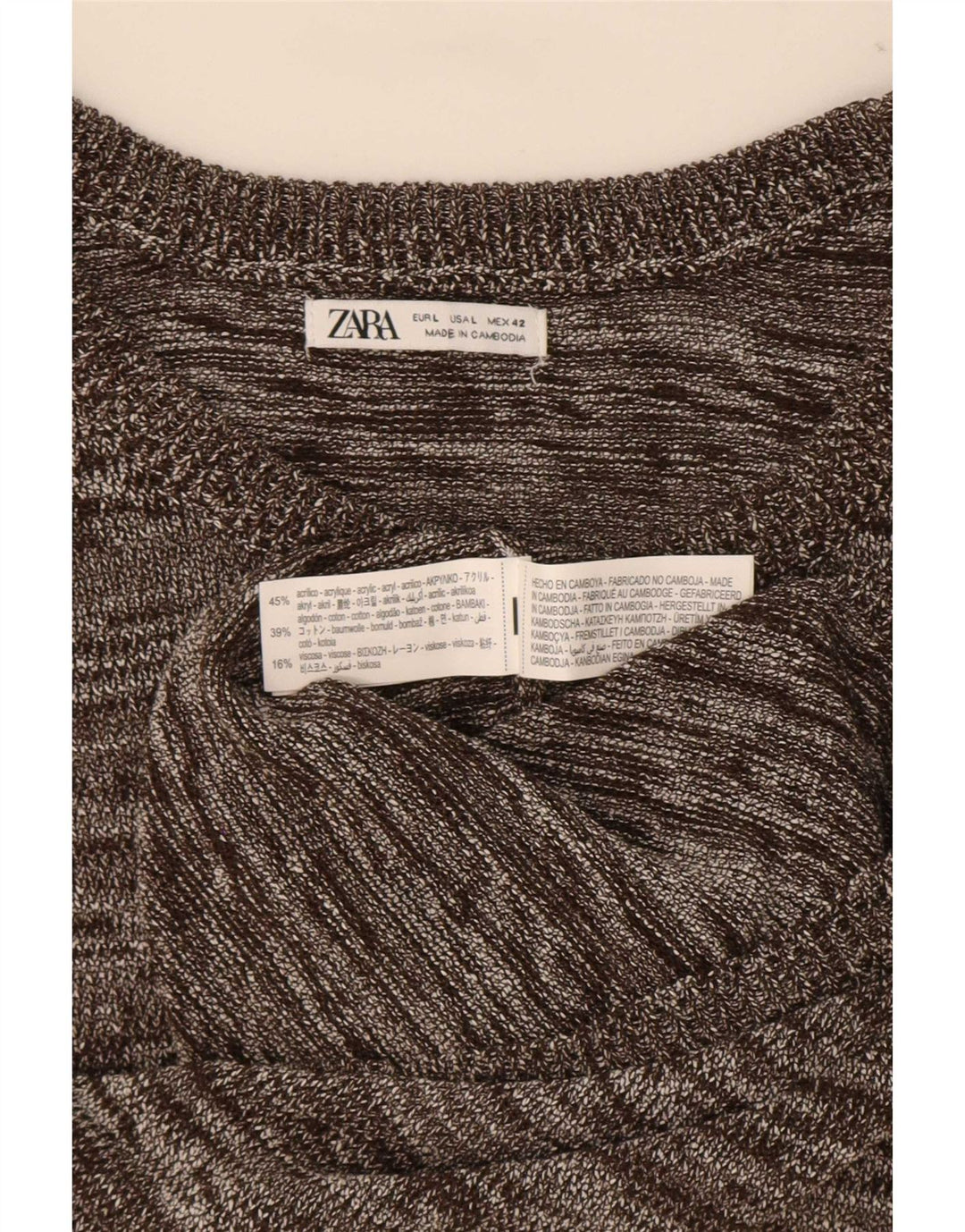 Zara Herren-Tanktop, groß, grau geflecktes Acryl