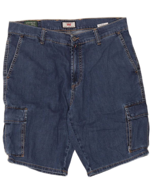 Carrera Uomo 618 Pantaloncini cargo in denim W34 Grande cotone blu