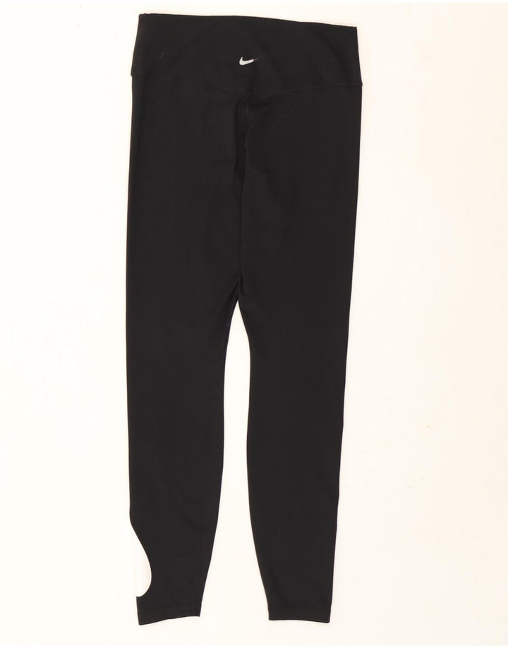 Nike Womens Dri Fit Graphic Leggings UK 12 Medium Black Polyester