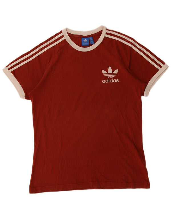 Adidas Mens T-Shirt Top Large Burgundy Cotton