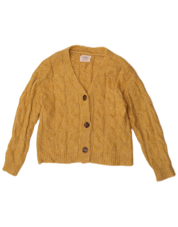 Zara Girls Cardigan Sweater 11-12 År Gul Akryl