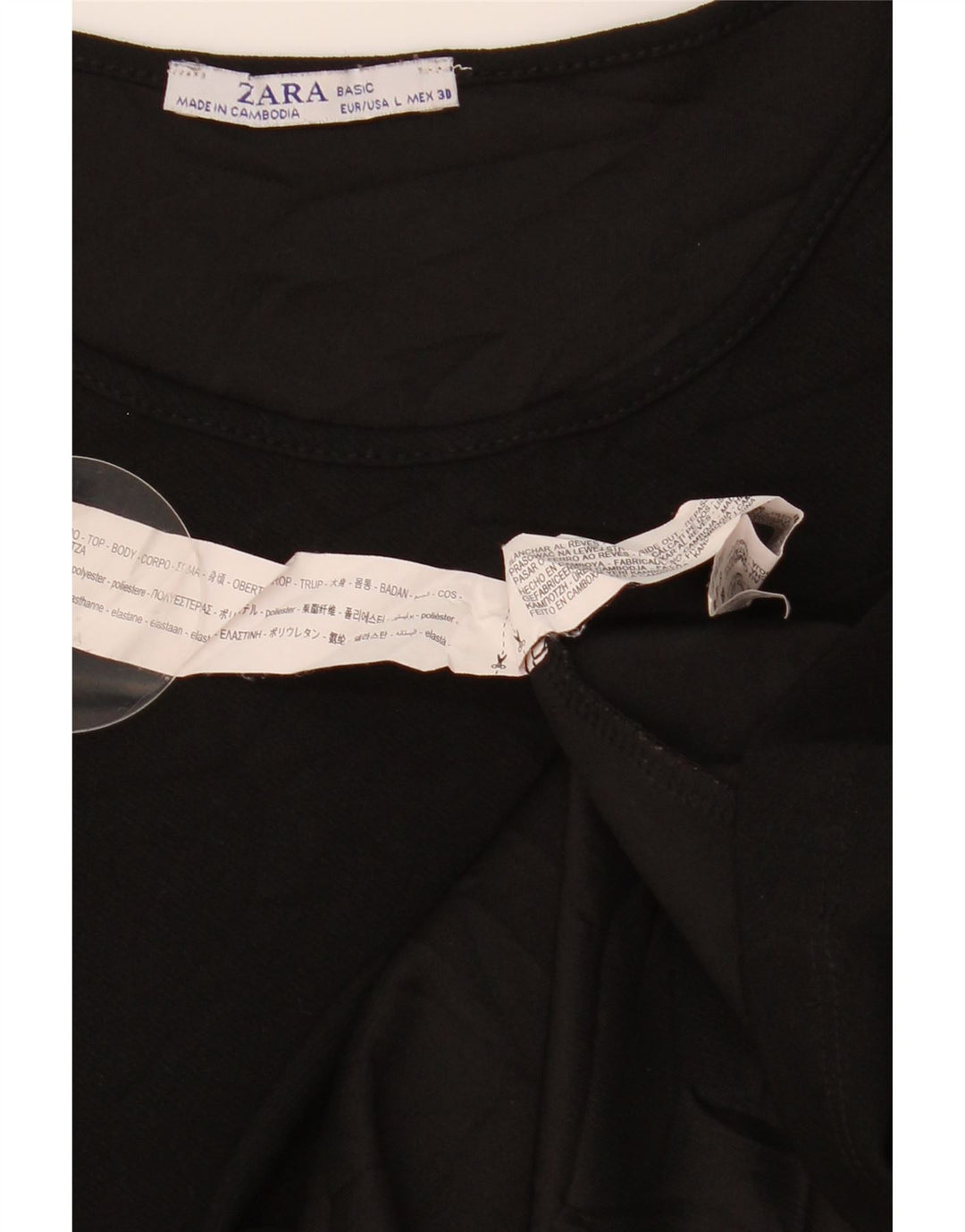 ZARA Womens 3/4 Sleeve Shift Dress UK 14 Large Black Polyester
