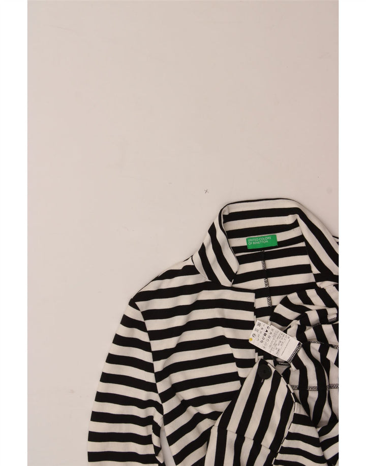 BENETTON Womens Knit Blazer Jacket UK 8 Small White Striped Nautical Vintage Benetton and Second-Hand Benetton from Messina Hembry 