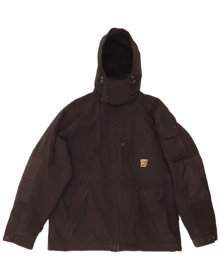 Timberland Mens Hooded Windbreaker Jacket UK 40 Large Black Polyamide
