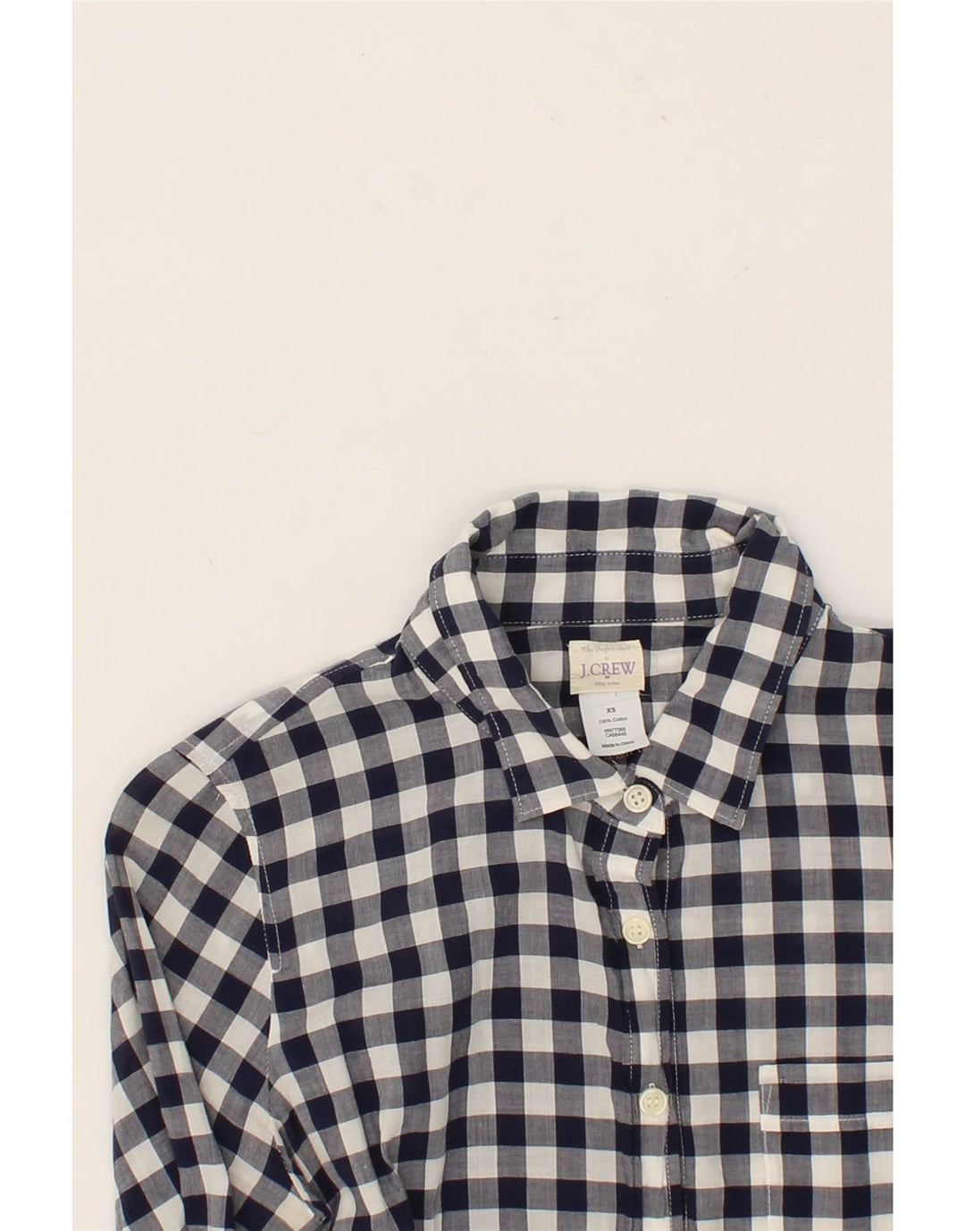 J. CREW Womens Oversized Shirt UK 6 XS Grey Gingham Cotton Vintage J. Crew and Second-Hand J. Crew from Messina Hembry 