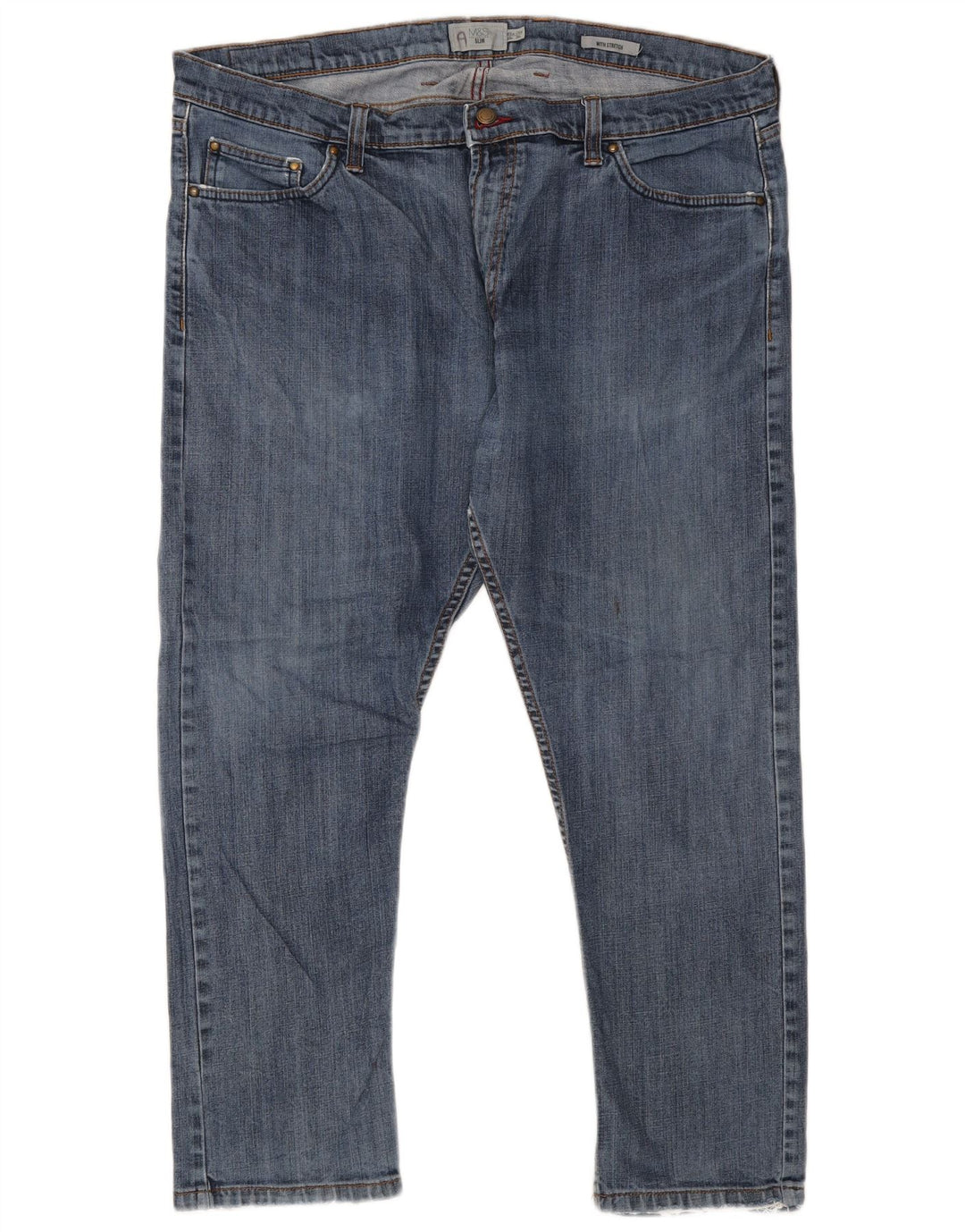 Marks & Spencer Męskie jeansy slim W40 L29 Niebieskie, bawełniane