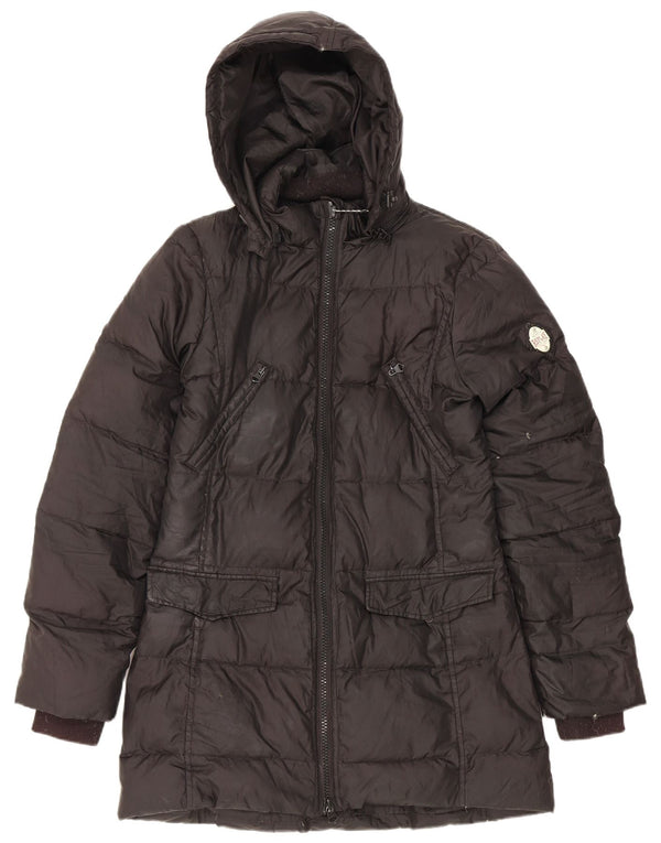 Replay Abrigo acolchado con capucha para mujer UK 44 Grande Poliéster negro